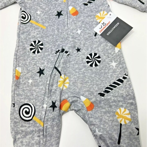 Baby Halloween Candy Romper Grey (NWT) Size: 0/3M - Candy Corn - Picture 6 of 10